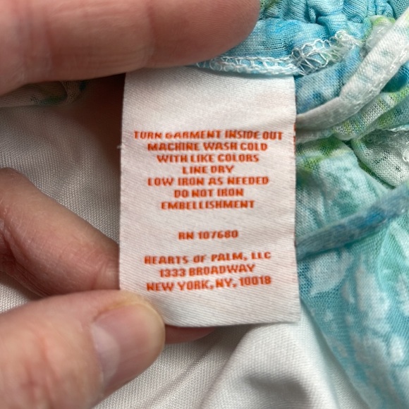 Hearts Of Palm Woman NWT Easy Breezy Aqua Multi Side Tie T-shirt - Picture 8 of 9